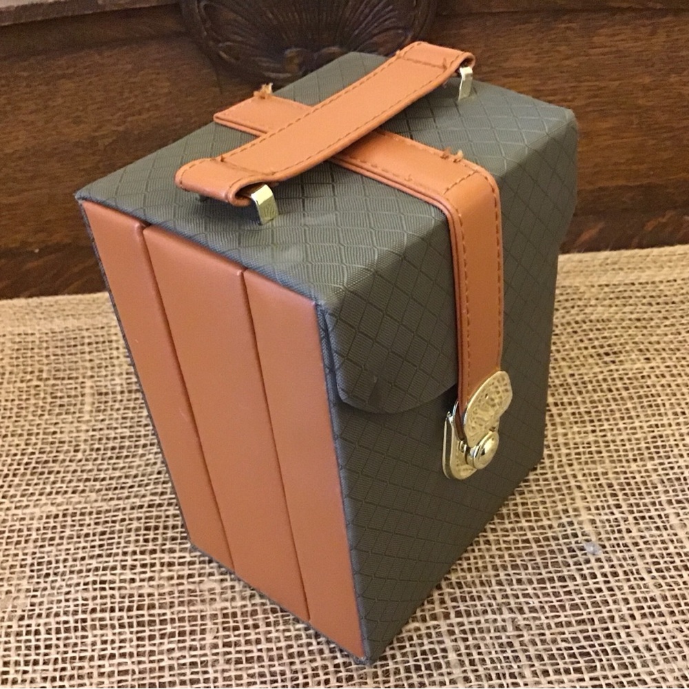 Vintage Jewelry Travel Organizer Case Multiple Compartments Snap Lock Closure